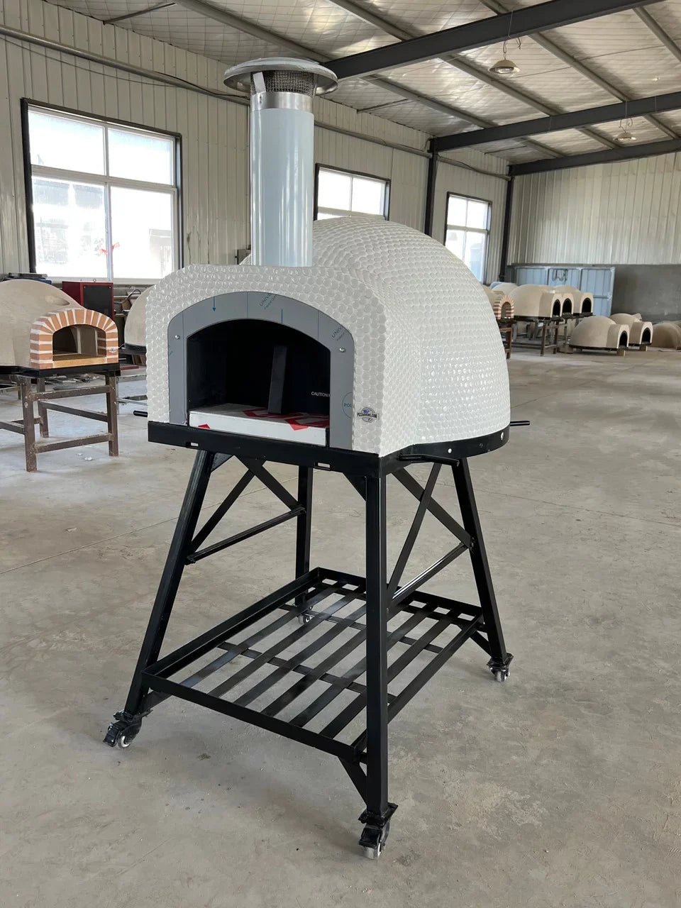 Tiled People Outdoor Pizza Oven / Clay Wood Fired Pizza Ovens with White Penny / Circle Mosaic Tiles - OP81