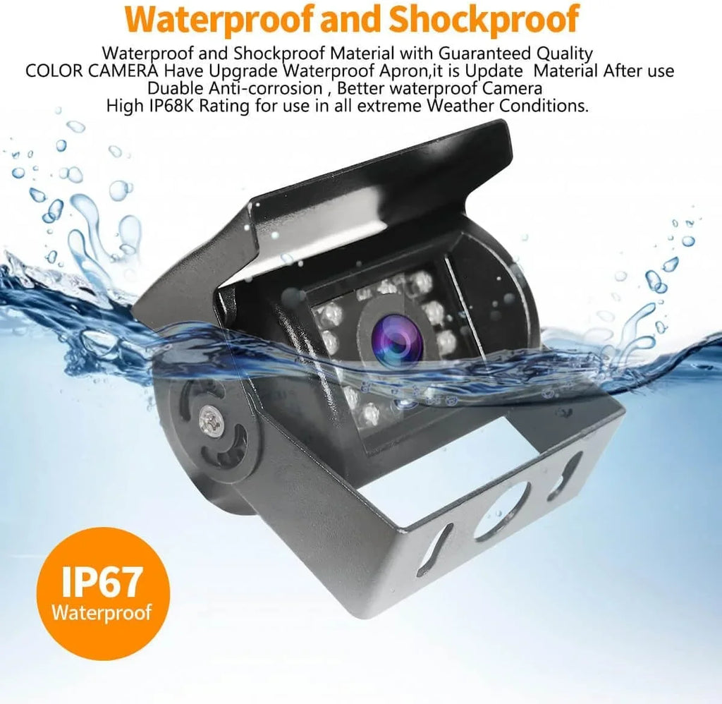 Car Rear View Reverse Backup Camera with 18 IR Night Vision, Waterproof IP68 Parking Backup Camera for Bus Truck