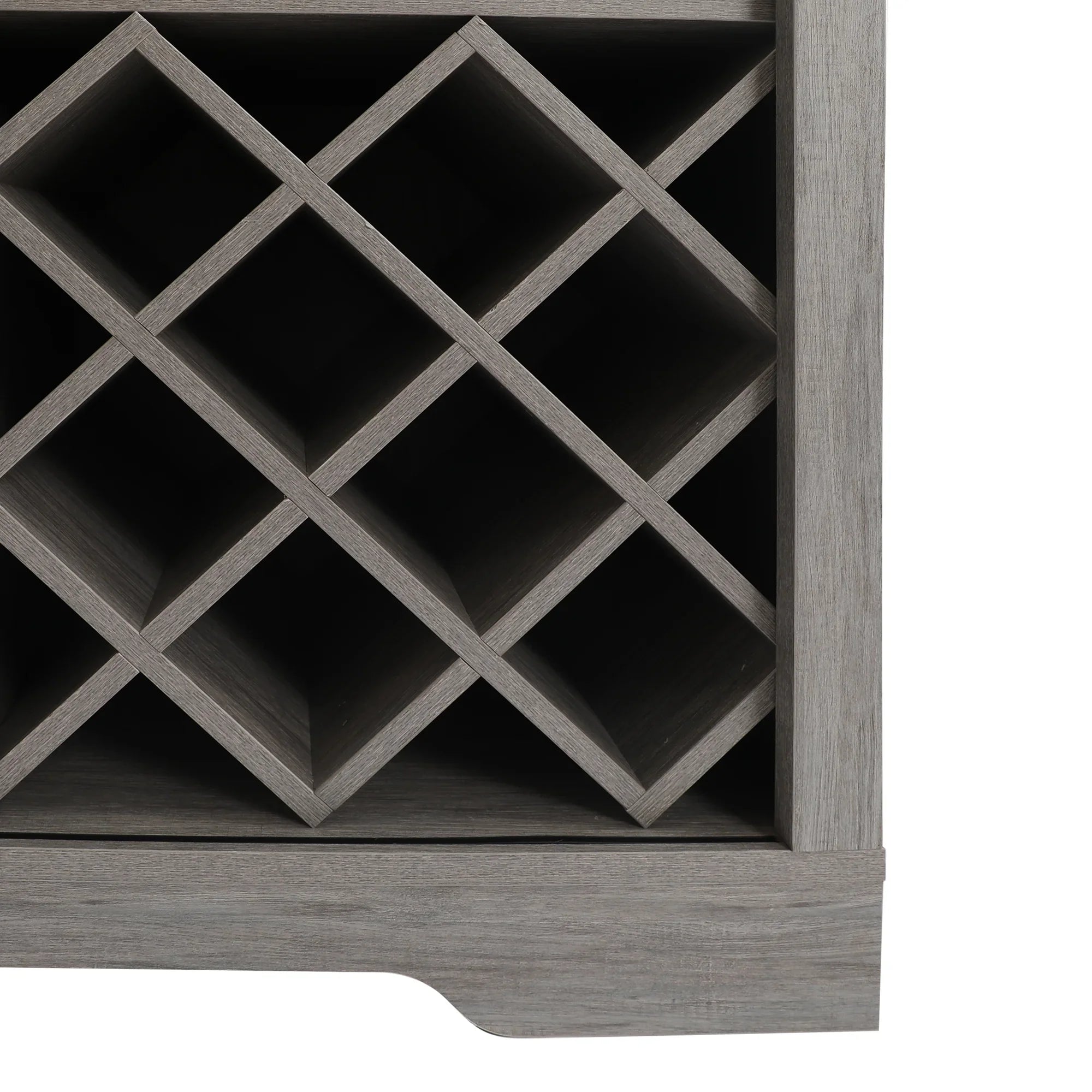ABBSR Gray Wooden Wine Bar Storage Cabinet with Glass Holder,Wine Rack,Large Table for Decor