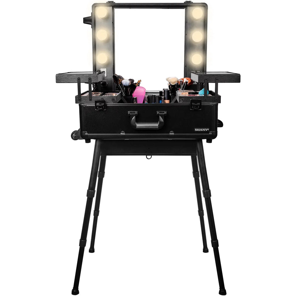 SHANY Studio ToGo Wheeled Trolley Makeup Case & Organizer with Light - Ebony