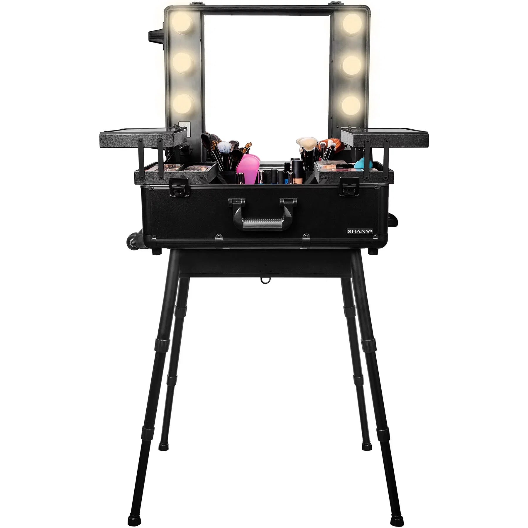 SHANY Studio ToGo Wheeled Trolley Makeup Case & Organizer with Light - Ebony