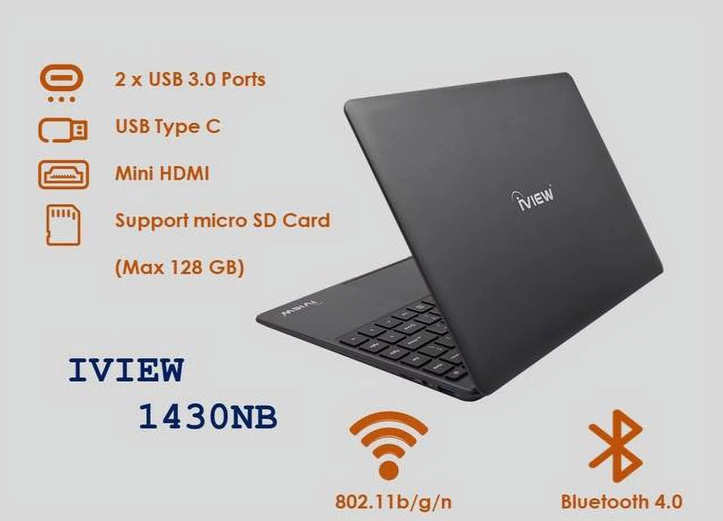 iView 1430NB-14.1in 1920x 1080 IPS High Resolution, Dual Core, 4GB/64GB and USB Mouse