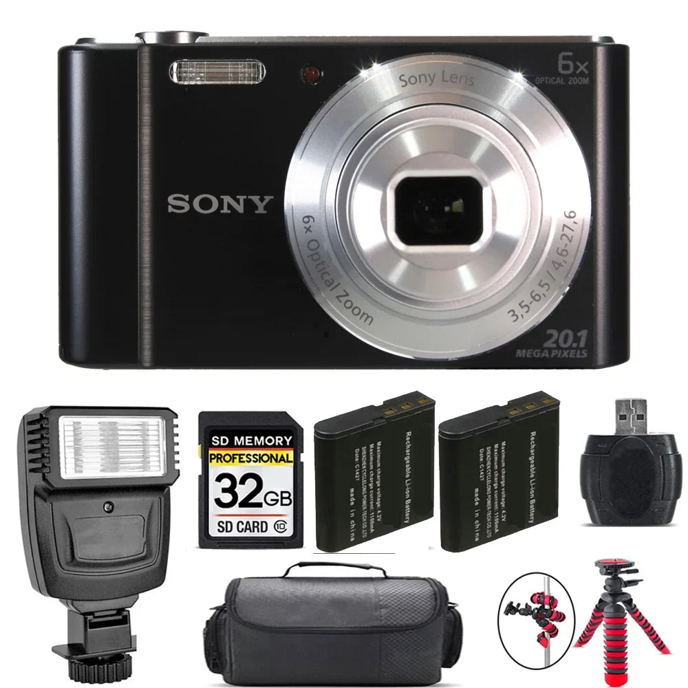 Sony Cyber-shot DSC-W810 Digital Camera + Extra Battery + Flash - 32GB Kit