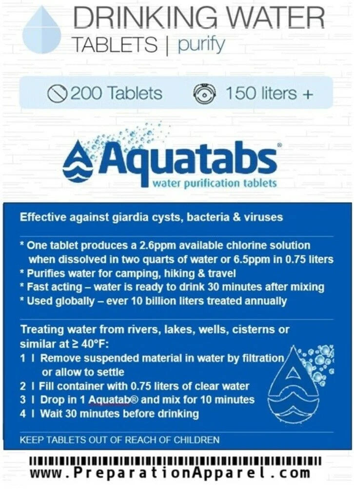 Aquatabs Water Purification Tablets 200-Tablet Package