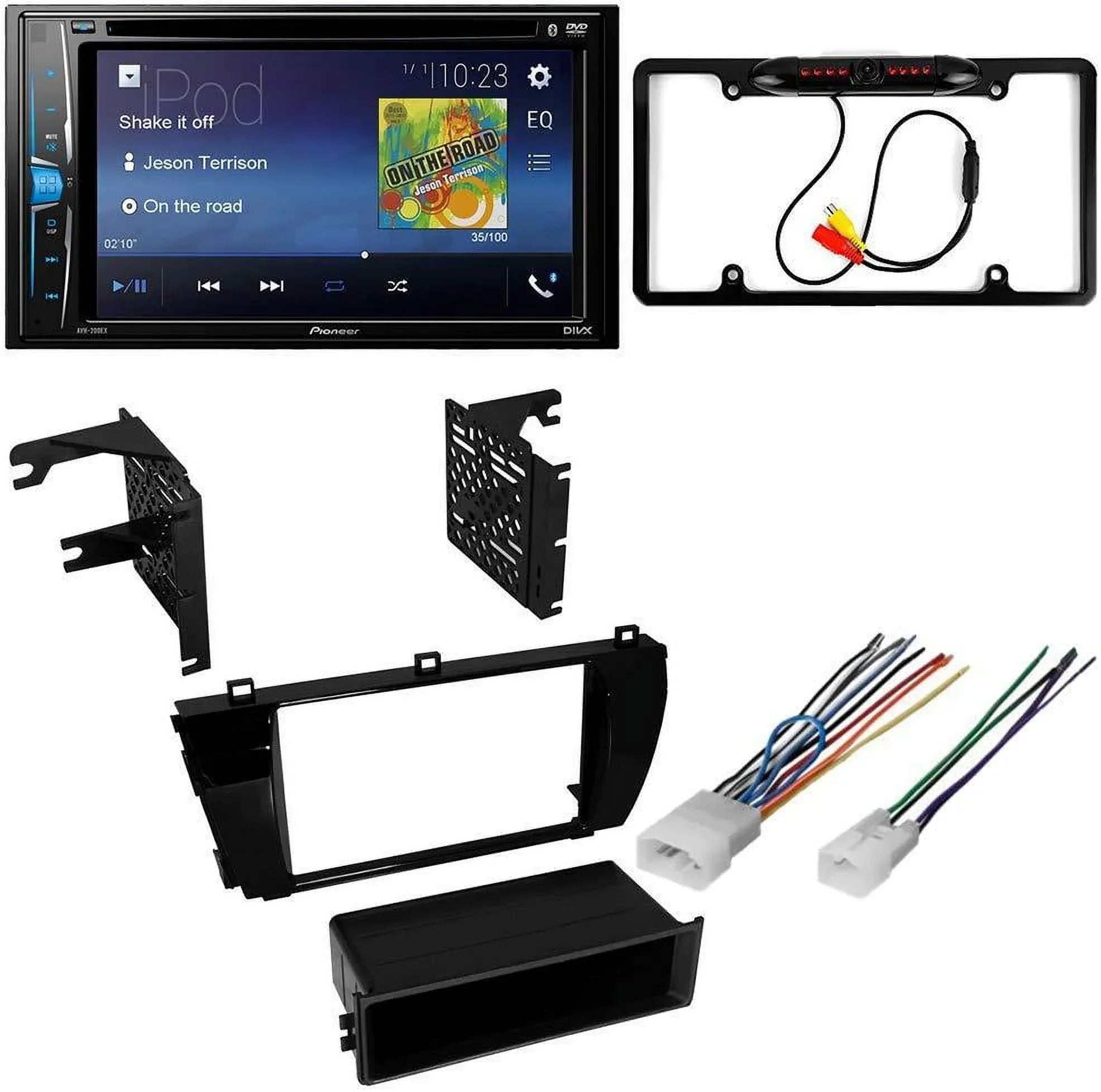 KIT605 Bundle with Pioneer Multimedia DVD Car Stereo and Installation Kit - for 2014-2016 Toyota Corolla W/Grey Dash / Touchscreen - Backup Camera, Double Din Mounting Kit
