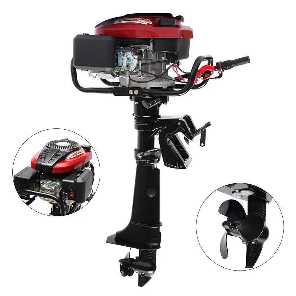 Wuzstar 4-Stroke 7 HP Outboard Motor Fishing Boat Yacht Engine Motor Air Cooling 196CC