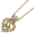 Pre-Owned Christian Dior Dior Heart Rhinestone Necklace Gold Plated Gentlemen (Good)