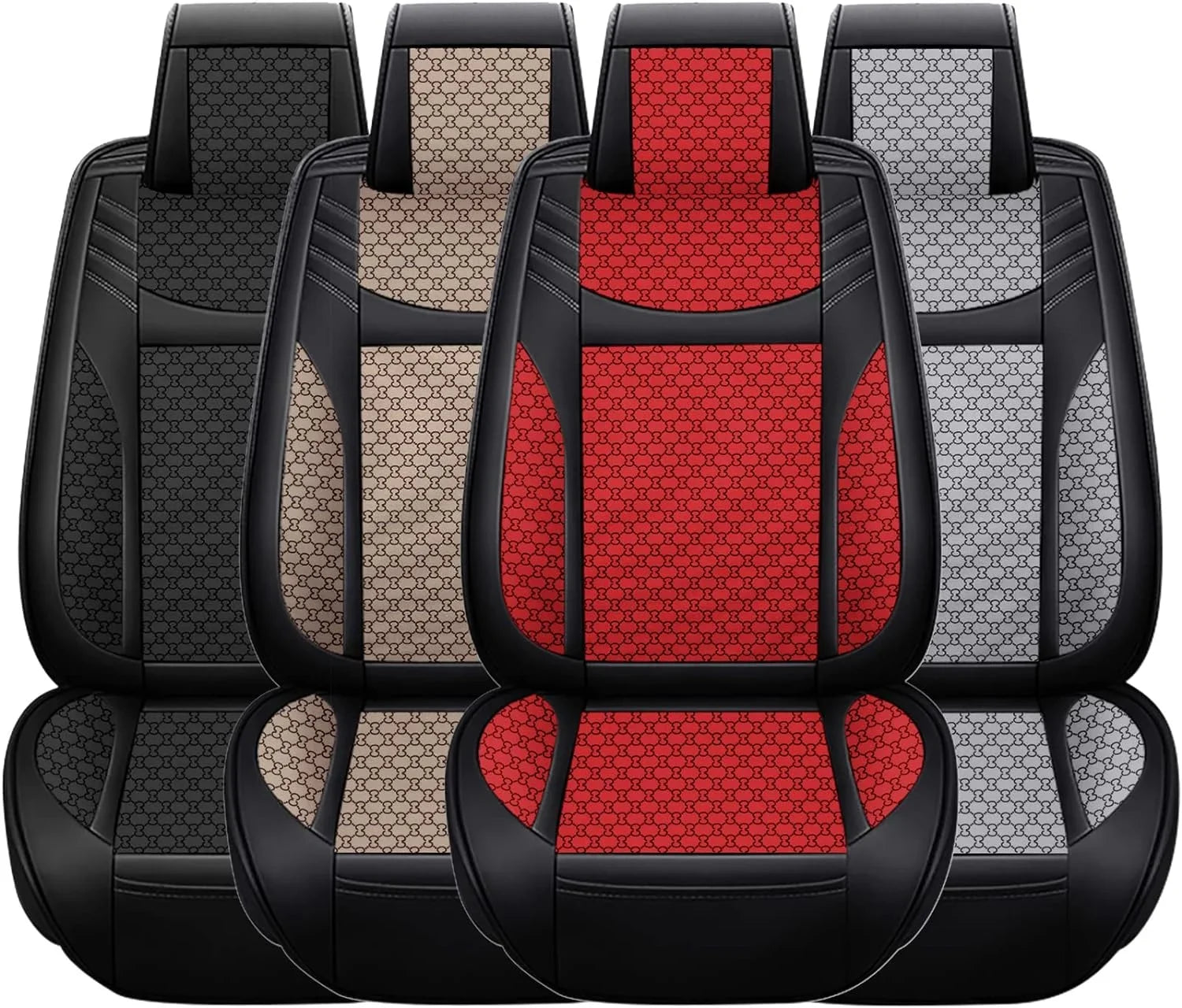 KABUQI Guc ci,same model Termination Luxury Seat Covers Full Set Leather Fit Automotive Seat Covers & Accessories for 5 Seat Cars SUV Pick-up Trucks, Pillows and Steering Wheel Cover Included(Gray)