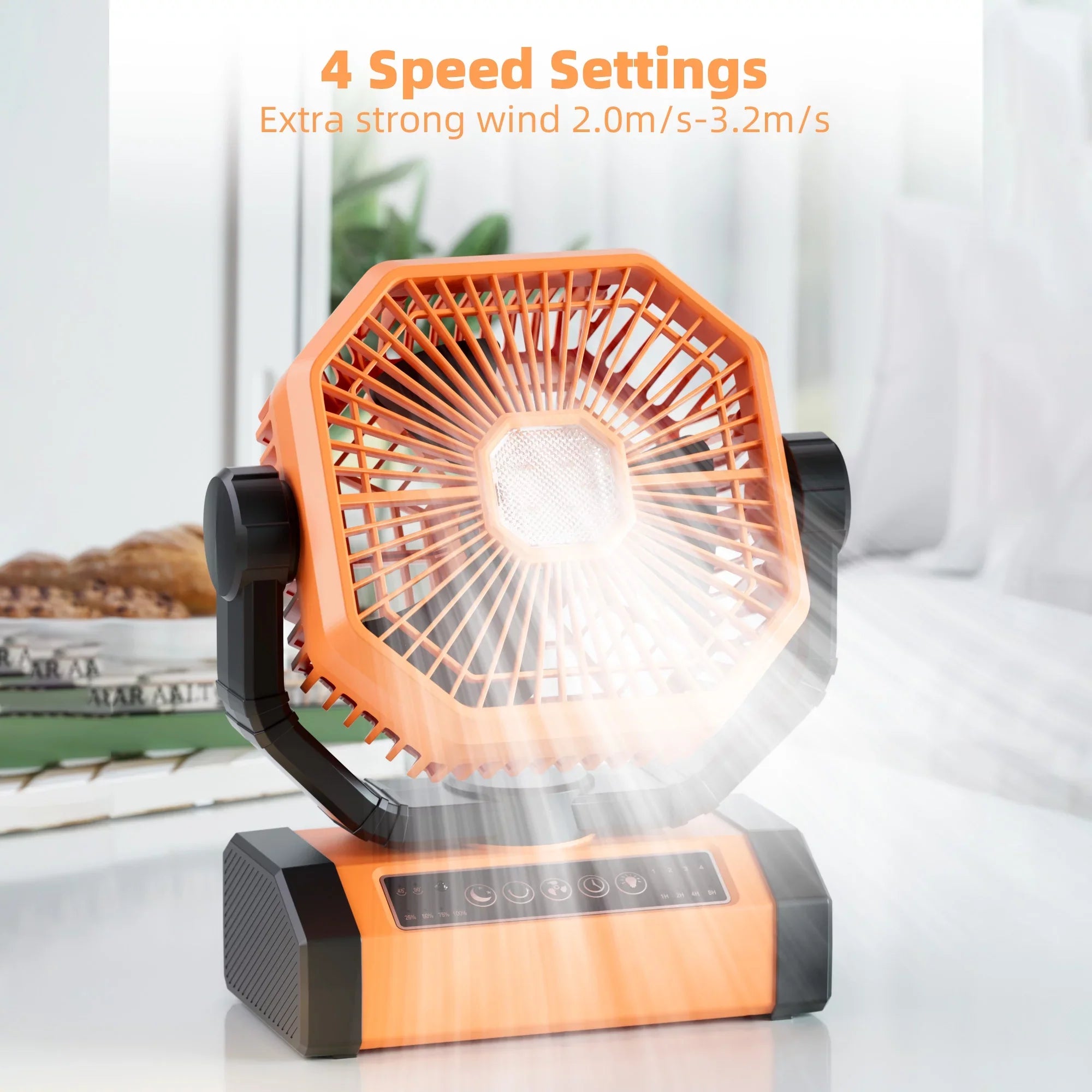 MORIKO Portable Cordless Fan 20000mAh Rechargeable Battery Powered Ventilator w/ LED Lantern, Remote, Hook, Timer, 270° Pivot 90° Oscillating 4 Speed Brushless Motor, Outdoor Jobsite Garage Patio Fan