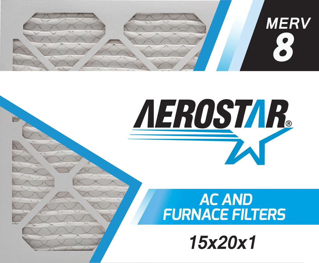Aerostar 15x20x1 MERV 8, Air Filter, 15x20x1, Box of 4