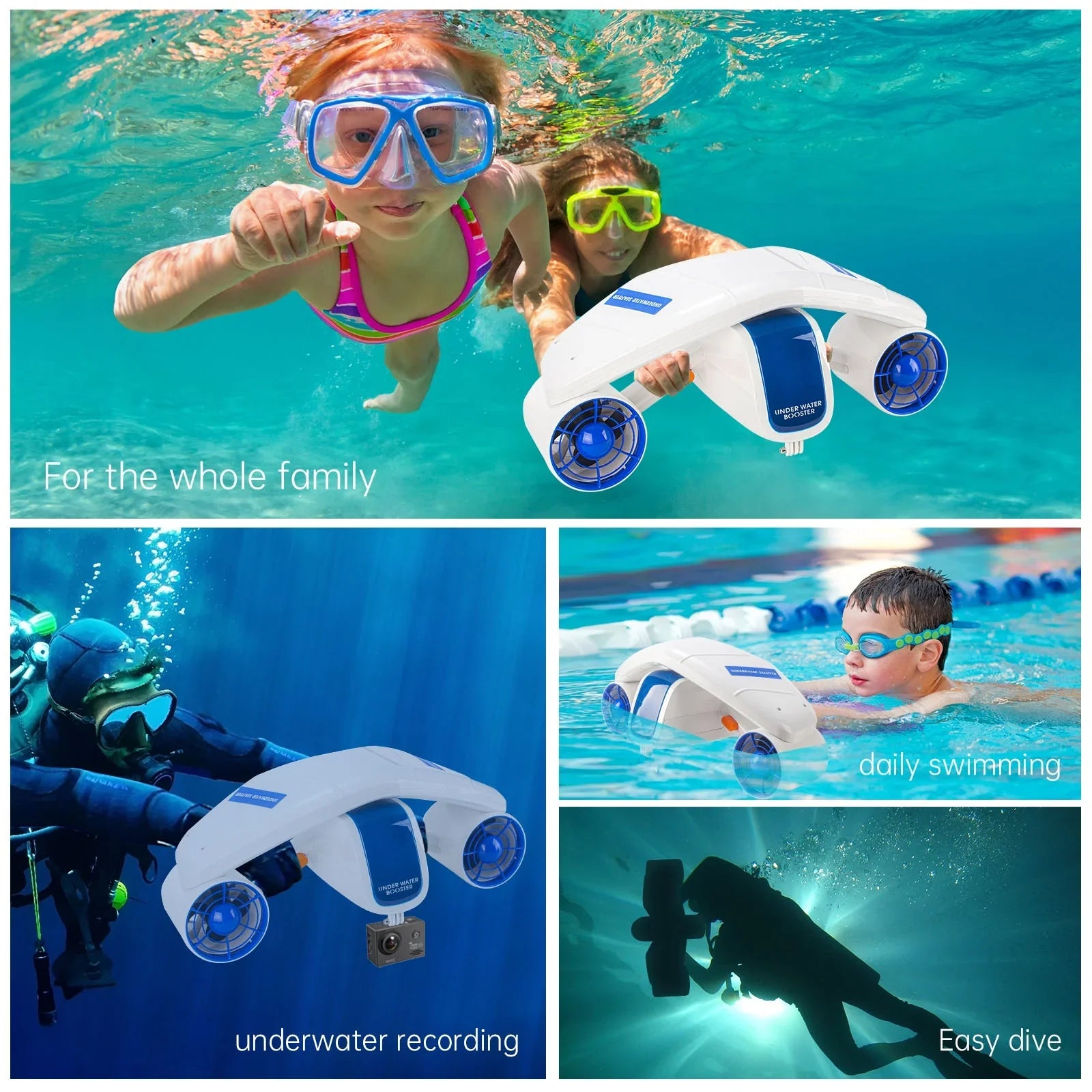 Aibecy Enhance Your Diving Adventures with Andoer Electric Underwater Sea Water Propeller Booster - 2 Speed Levels