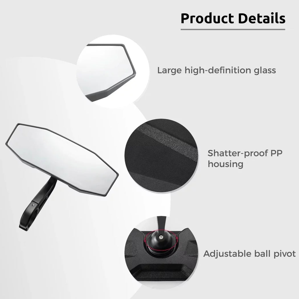 Rear View Center Mirror, 10" Ultra Clear SXS UTV Rear View Mirror, Adjustable Panoramic UTV Rear-view Mirror Fit for 1.75" Roll Bar