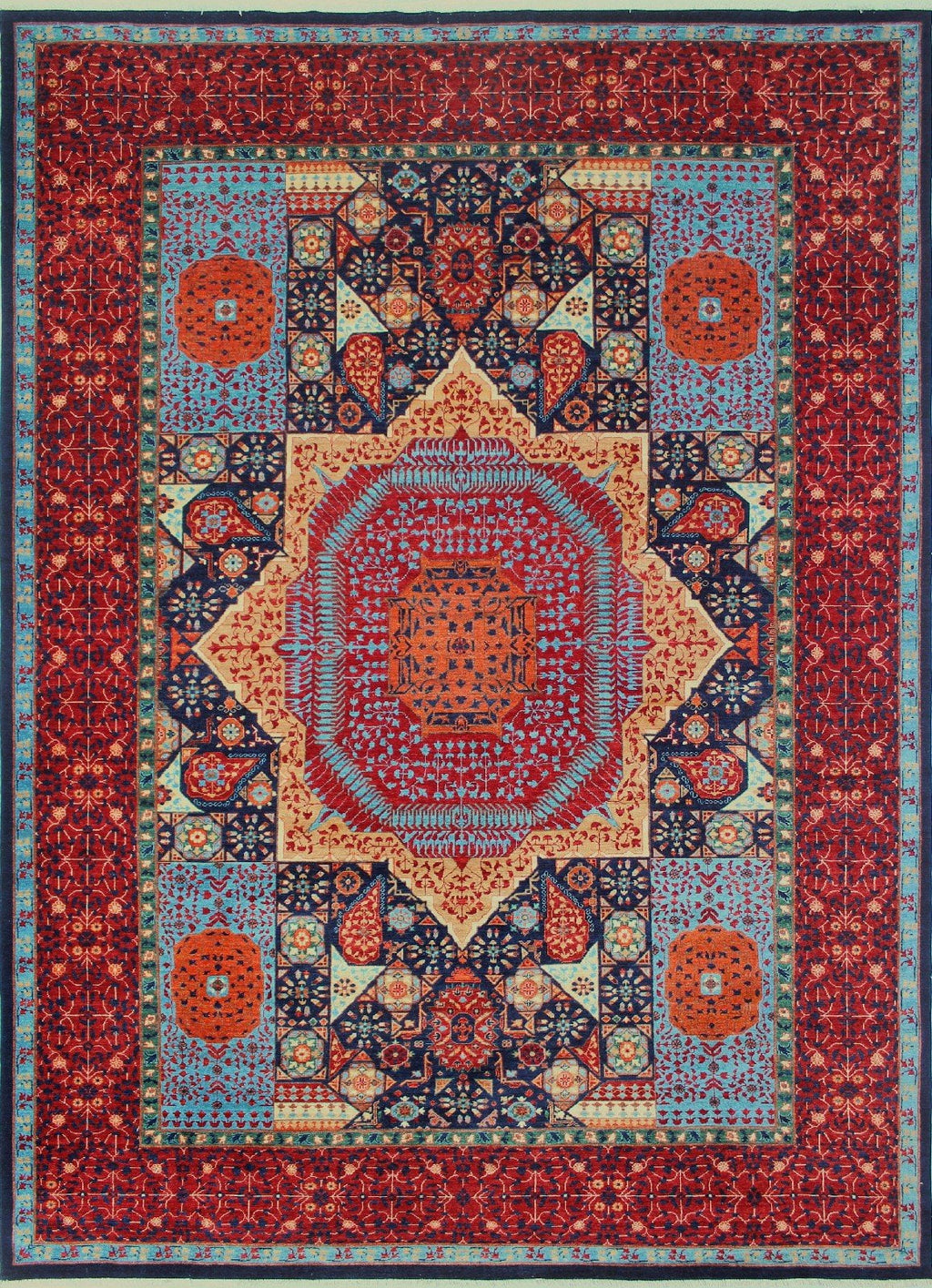 Aria Marwin Blue/Red Rug, 9'10" x 13'9"
