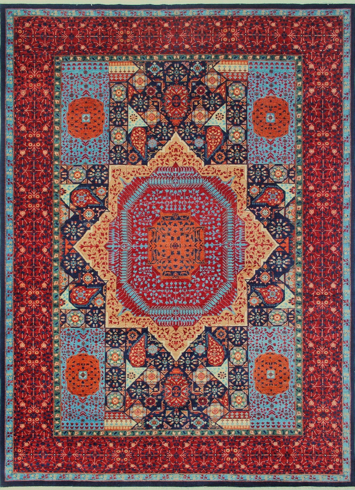 Aria Marwin Blue/Red Rug, 9'10" x 13'9"