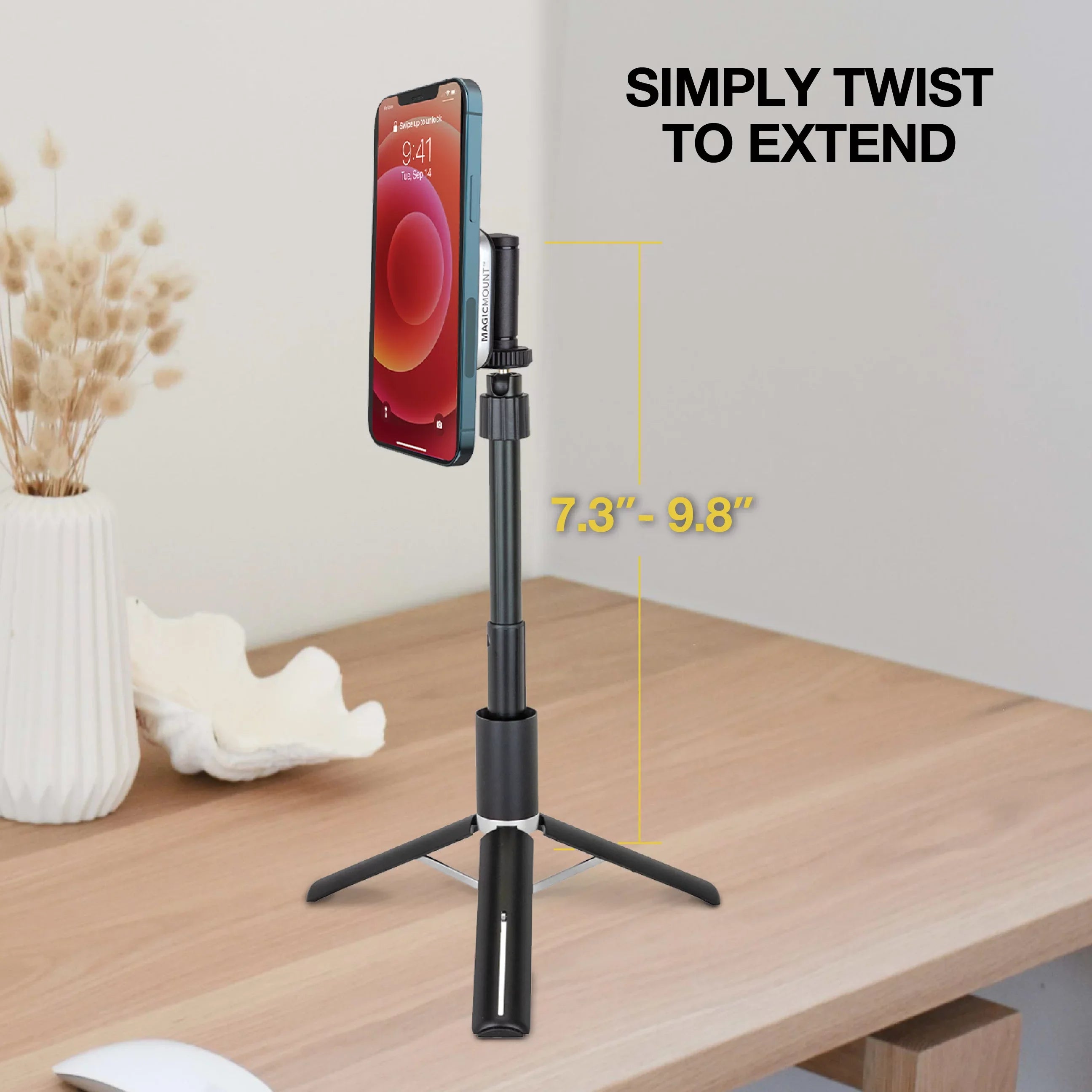 Scosche MP2TR1-SP MagicMount Pro 2 Tripod/Selfie Stick Phone Mount with Adjustable Arm, Dark
