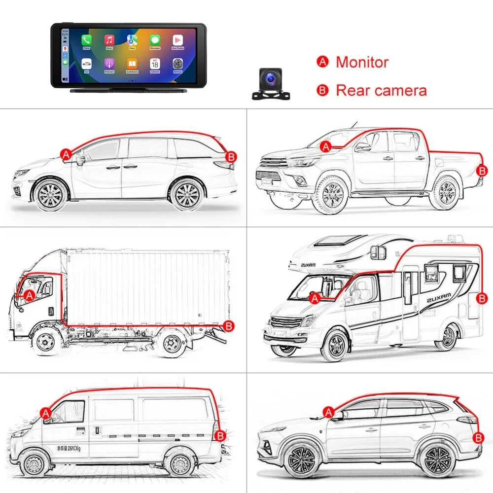Virwir Wireless Carplay Car Stereo Portable 6.86 inch Touch Screen Carplay and Android Auto1080p Backup Camera with Mirror Link