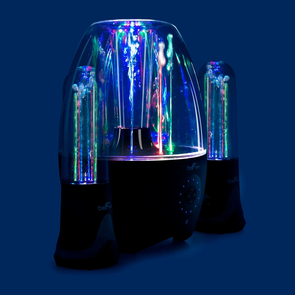 BeFree Sound LED Dancing Water 2.1-Channel Bluetooth® Multimedia Sound System, 7.5"H x 10.5"W x 13.5"D, Ebony 995102699M