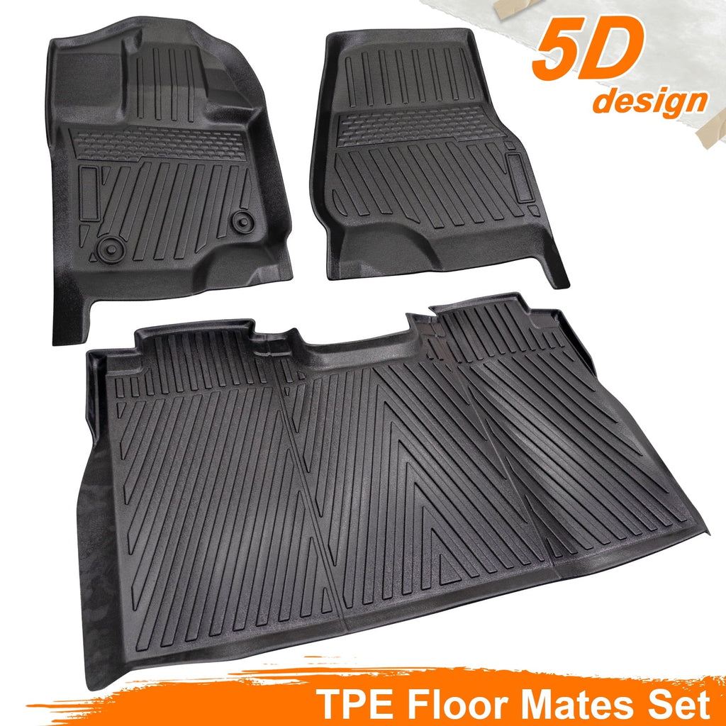 3PCS All-Weather TPE Front & Rear Floor Mats For 2015-2024 Ford F-150 F150 SuperCrew Cab,Custom Floor Mats 1st & 2nd Row Seat,Only For F150 2015-2024 Super Crew&Bucket Seats & W/O Storage