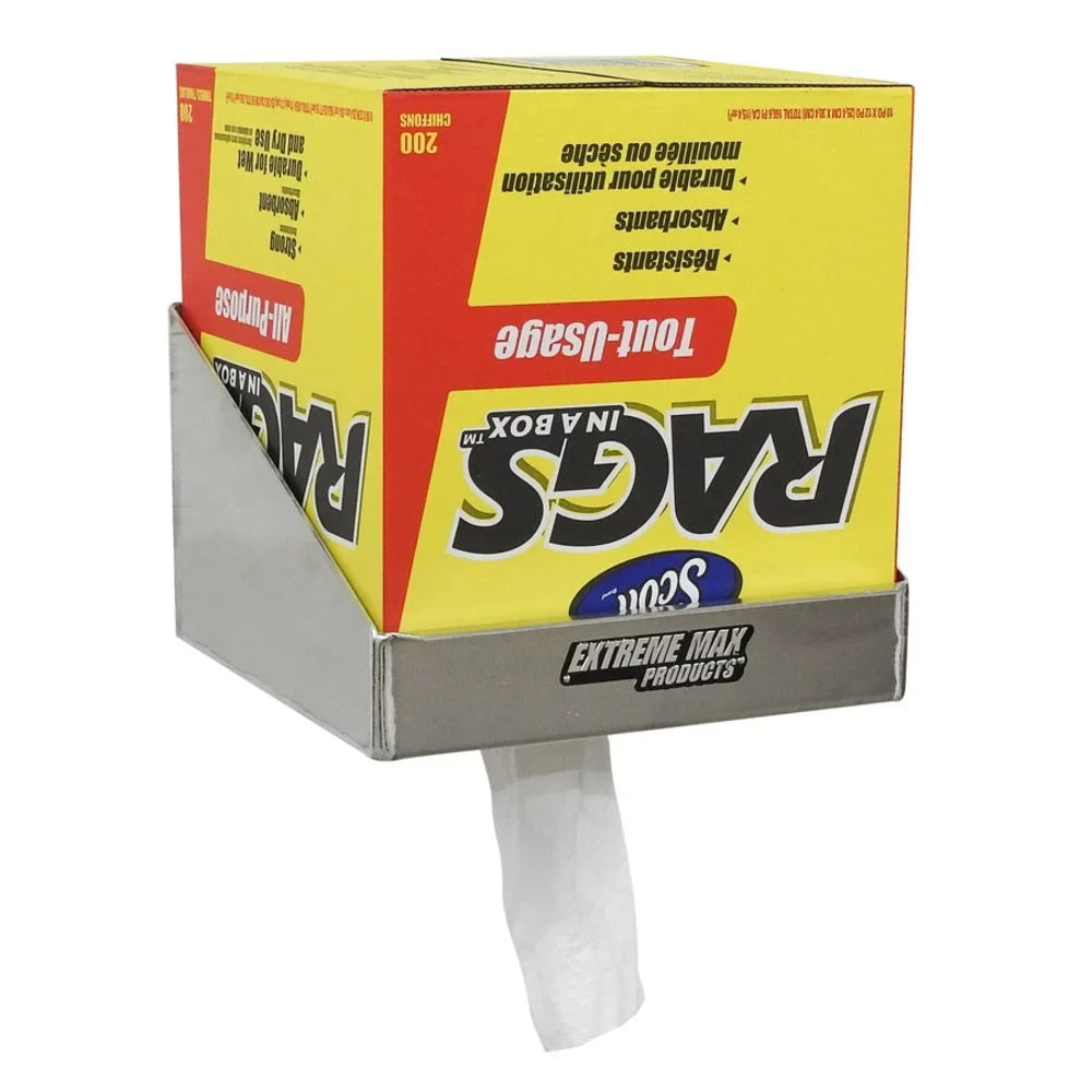 Extreme Max 5001.6032 Rag in a Box Aluminum Dispenser Storage Rack Organizer for Enclosed Race Trailer Shop Garage Storage