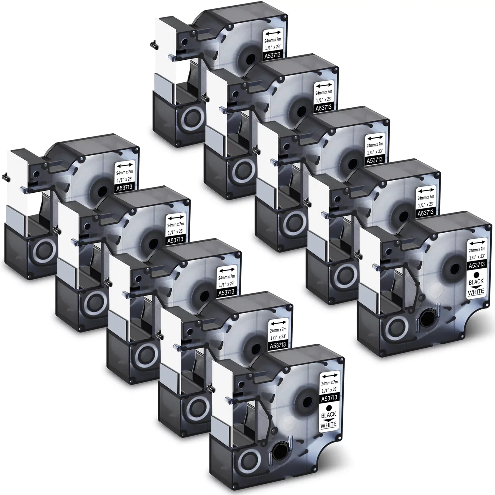 GREENCYCLE 10PK Compatible for DYMO D1 Label Tape 53713 S0720930 24mm 7m Midnight on White for LabelManager 450 450D Label Maker