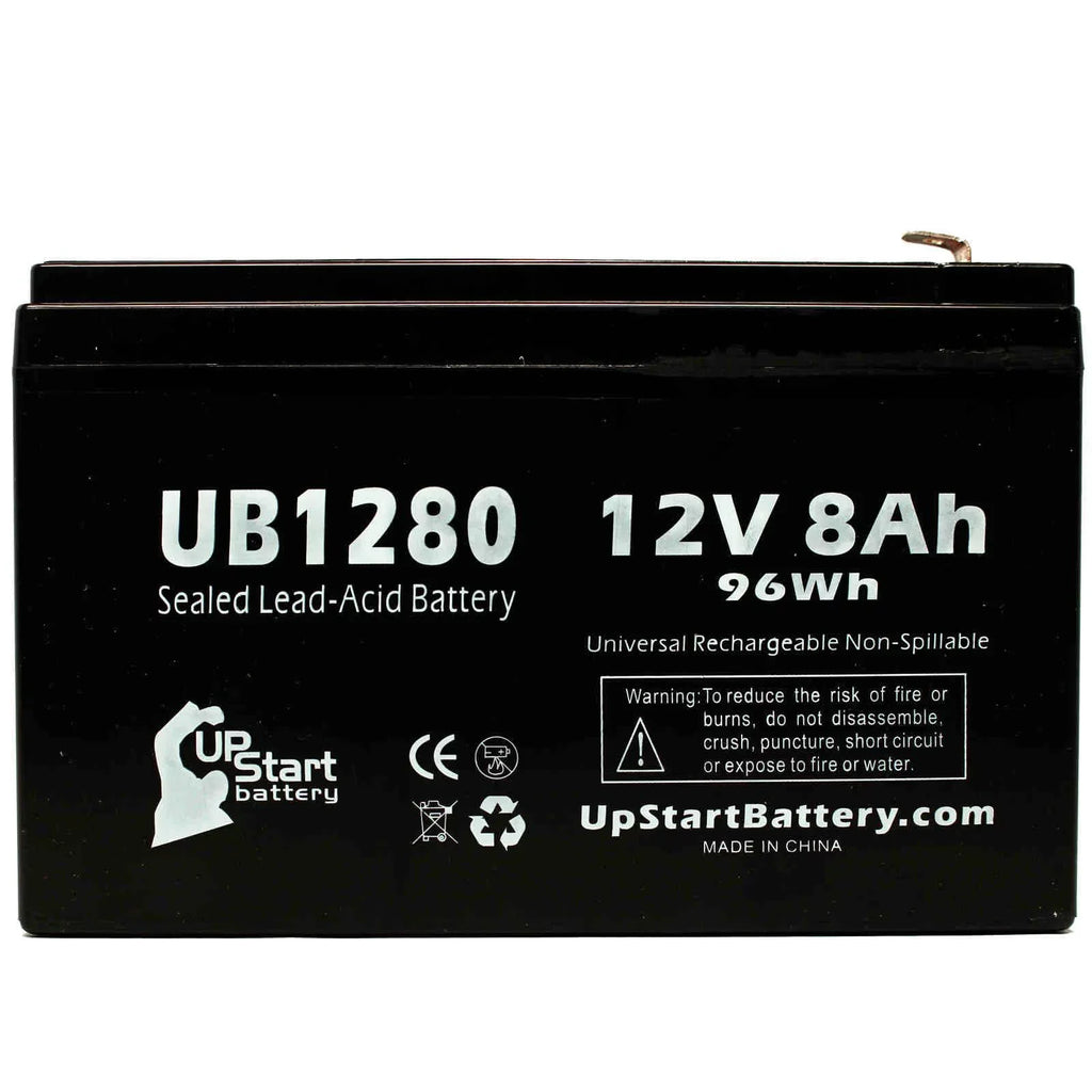 3x Pack - Compatible Opti-ups 280ES Battery - Gentlemen UB1280 Universal Sealed Lead Acid Battery (12V, 8Ah, 8000mAh, F1 Terminal, AGM, SLA) - Includes 6 F1 to F2 Terminal Adapters