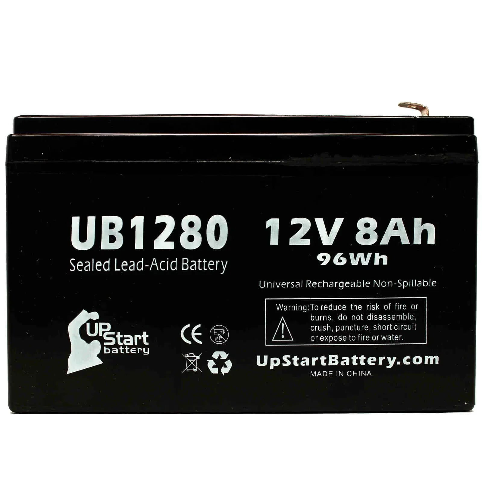 3x Pack - Compatible Opti-ups 280ES Battery - Gentlemen UB1280 Universal Sealed Lead Acid Battery (12V, 8Ah, 8000mAh, F1 Terminal, AGM, SLA) - Includes 6 F1 to F2 Terminal Adapters