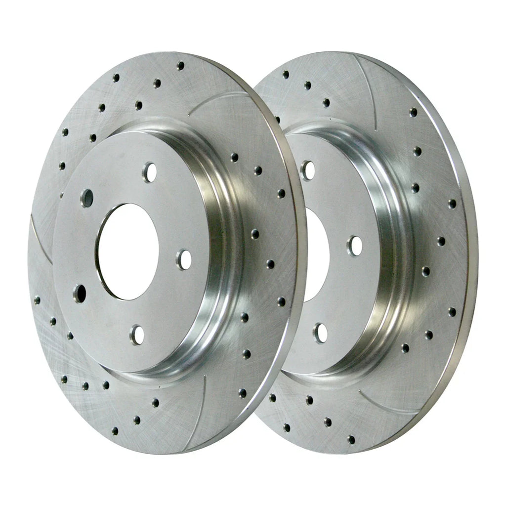 AutoShack Front and Rear Drilled Slotted Brake Rotors Silver and Ceramic Pads Kit Gentlemen for VW Routan 2012-2020 Dodge Grand Caravan Journey 2012-2016 Chrysler Town & Country 2013-2015 Ram C/V V6