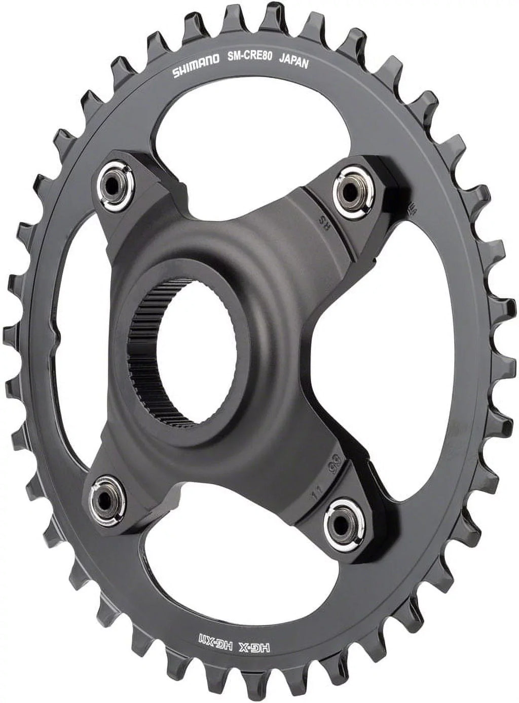 Shimano STEPS SM-CRE80-B Chainring - 38T Without Chainguard, 55mm Chainline, Ebony
