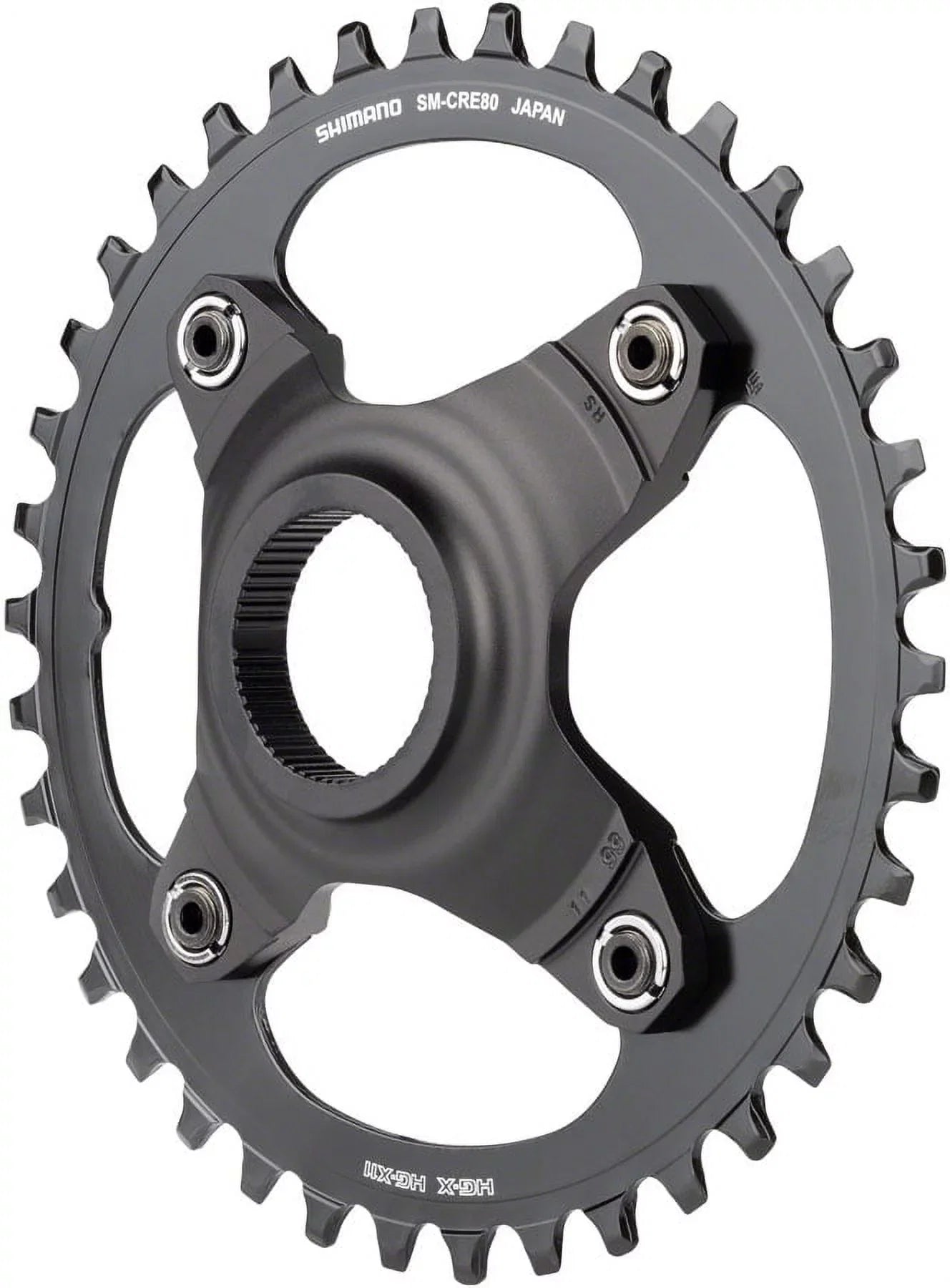 Shimano STEPS SM-CRE80-B Chainring - 38T Without Chainguard, 55mm Chainline, Ebony