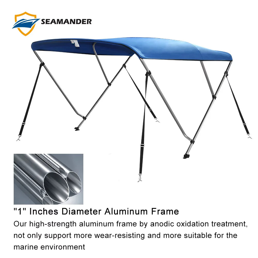 Seamander 3Bow Bimini Top 6'Lx73-78"W,Pacific Blue