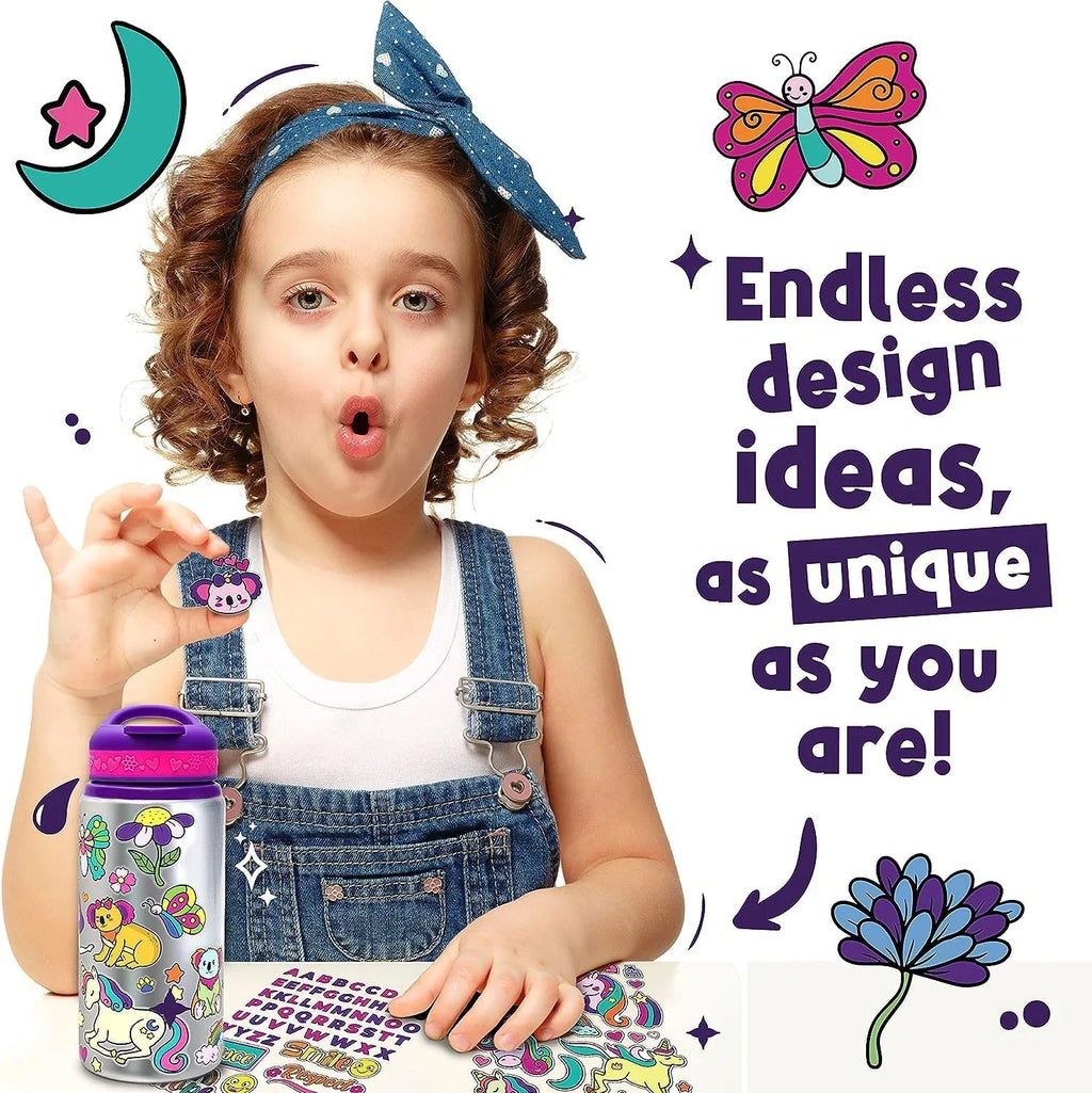 PURPLE LADYBUG Decorate Your Own Water Bottle for Girls Age 6 + - Cool Birthday Gift for 6 Year Old Girl, Little Girl Gifts - Arts and Crafts for Kids Ages 6-8, Fun DIY Kits