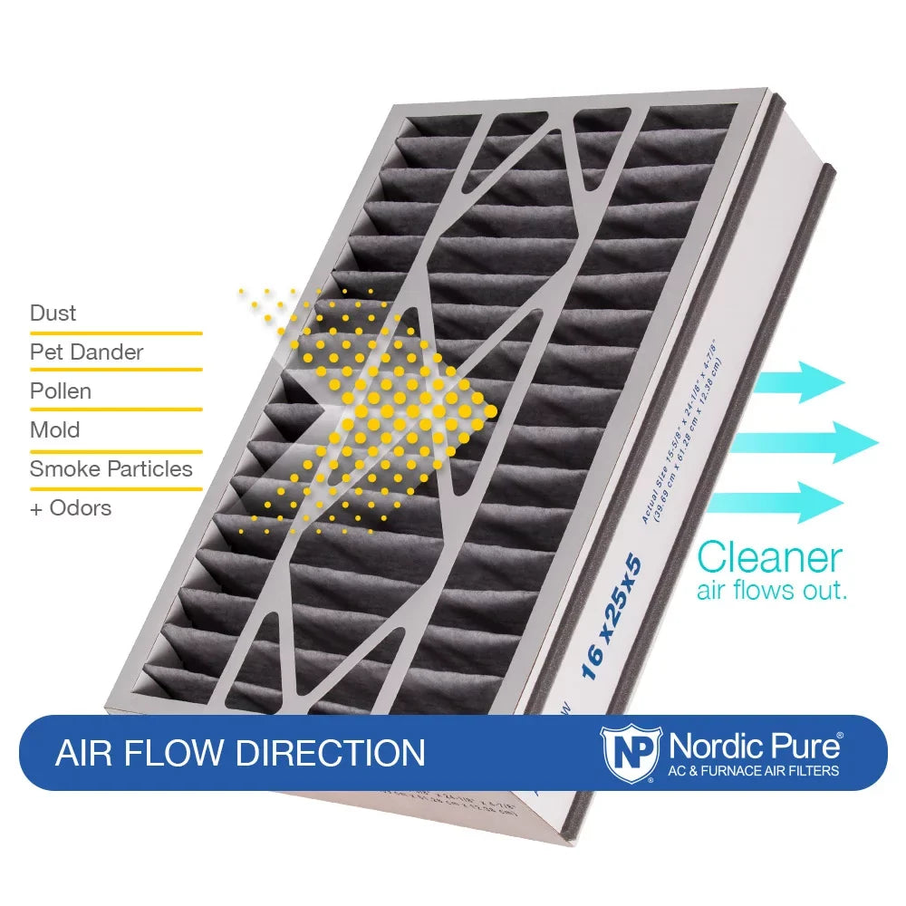 Air Bear 16x25x5 (4 7/8) AC Filter People MERV 10 Plus Carbon 4 Pack