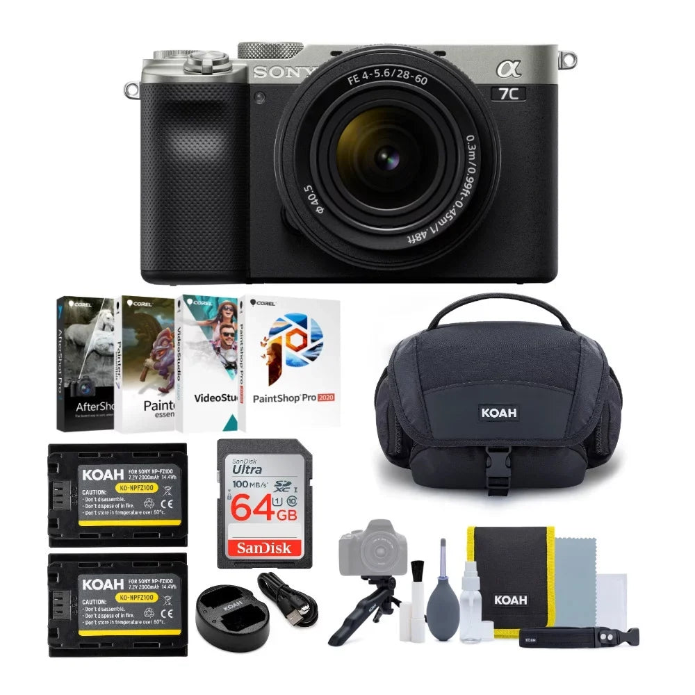 Sony Alpha a7C Mirrorless Camera with FE 28-60mm Lens (Silver) Essentials Bundle