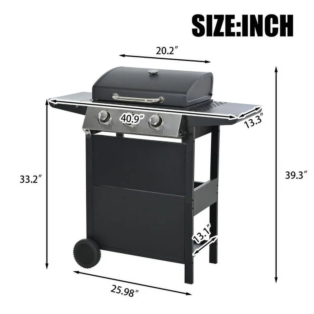 Forclover Stainless Steel Portable Propane Gas Grill, 3-Burner BBQ Grill with Top Cover Lid, Wheels, and 2 Side Shelves, for Outdoor Patio Garden Picnic Backyard