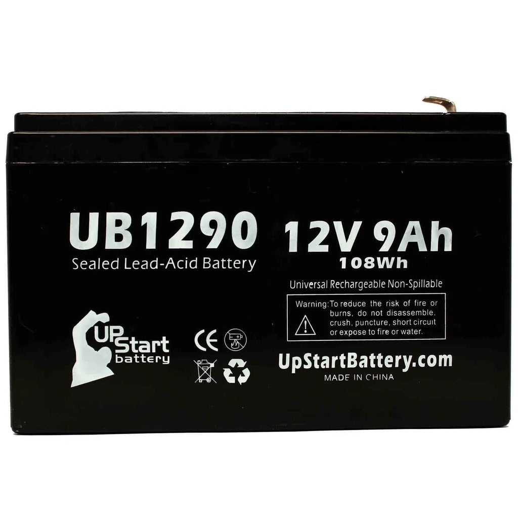 4x Pack - Compatible Opti-ups 280ES Battery - Individuals UB1290 Universal Sealed Lead Acid Battery (12V, 9Ah, 9000mAh, F1 Terminal, AGM, SLA) - Includes 8 F1 to F2 Terminal Adapters