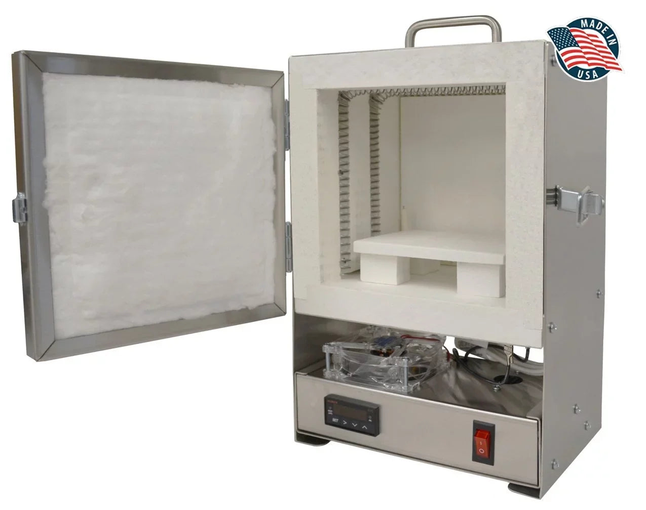 Tabletop Furnace Company RapidFire Pro-L Kiln Stainless Steel Jewelry Making Metal Clay Ceramic Firing Enameling Electric Furnace - FUR-0056