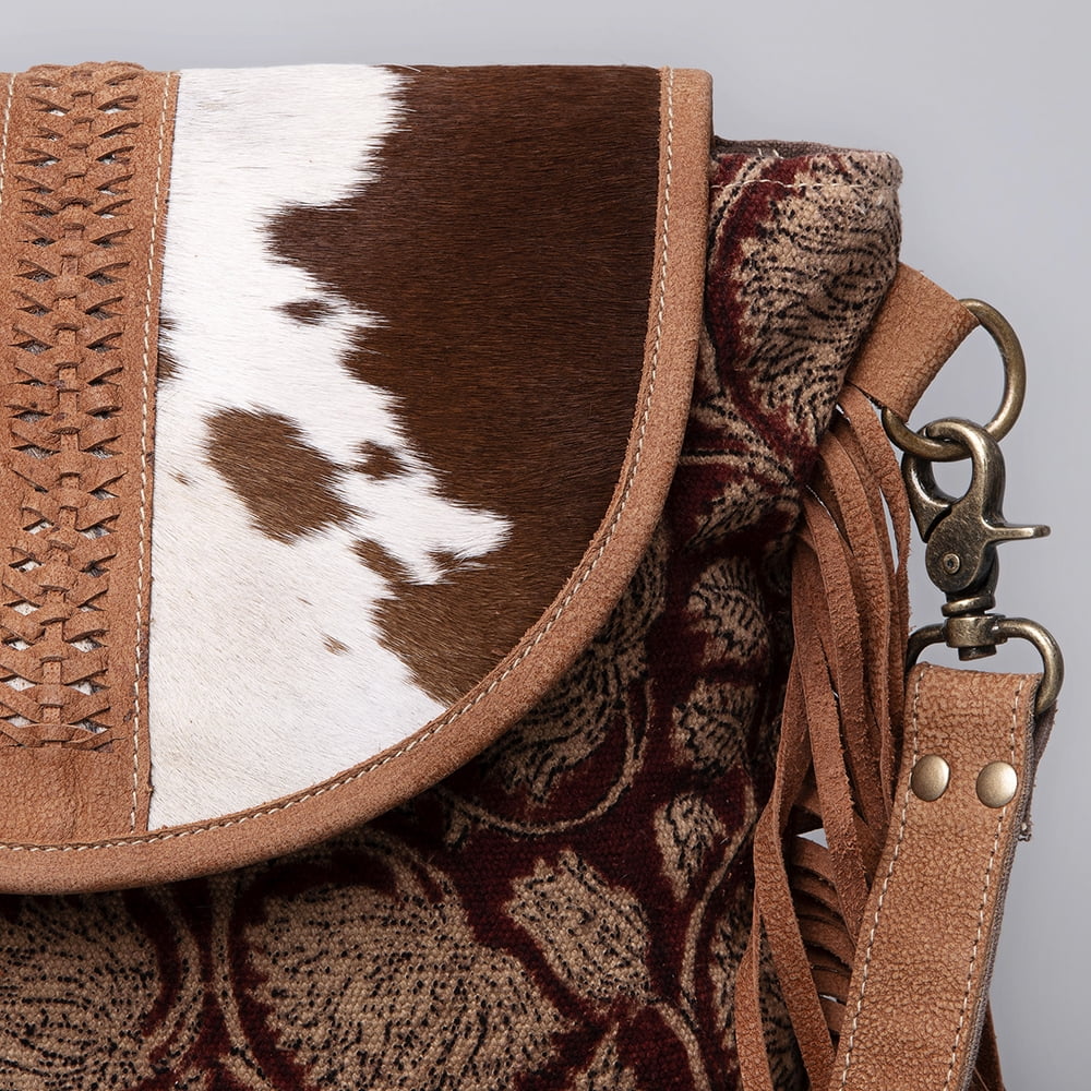 KB OHLAY KB483 Cross Body Upcycled Canvas Hair-On Genuine Leather Individuals bag western handbag purse