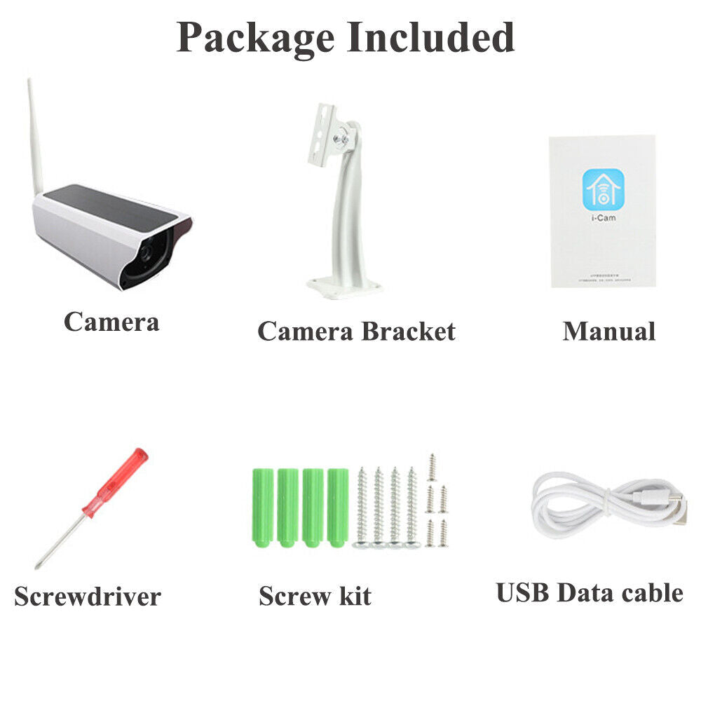 1080P Solar Powered Security Camera, Wireless Security Camera, WiFi IP Home Outdoor Security IP Camera Night Vision HD with 32GB Momery Card and 3 Pcs 18650 Batteries
