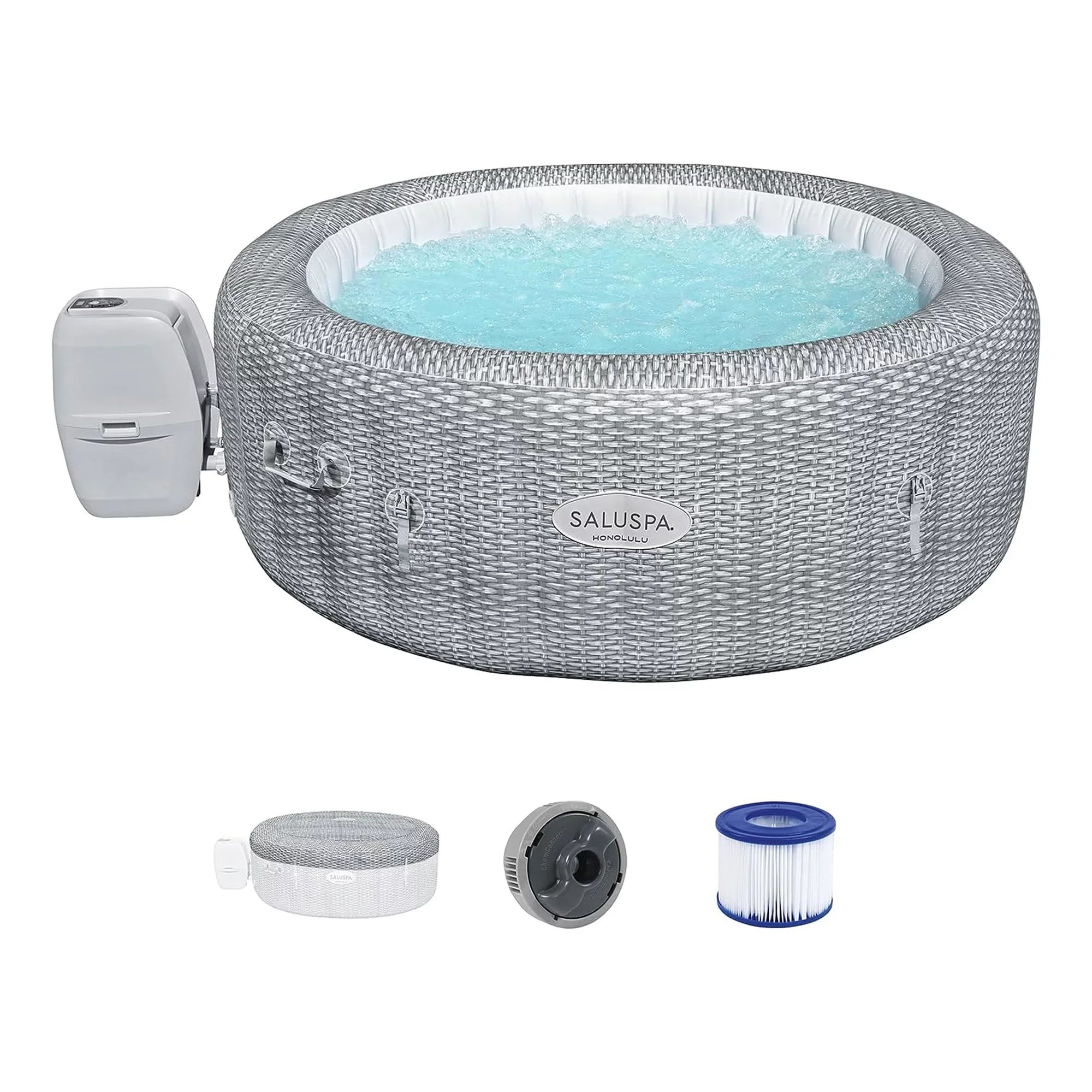 Bestway SaluSpa Honolulu AirJet Hot Tub w/6 Pool/Spa Seat & 6 Pillows