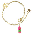 Delight Jewelry Resin Hot Pink Love Snail Gold-tone Rose Link Chain Bracelet, 6.25"+1.75" Final Point