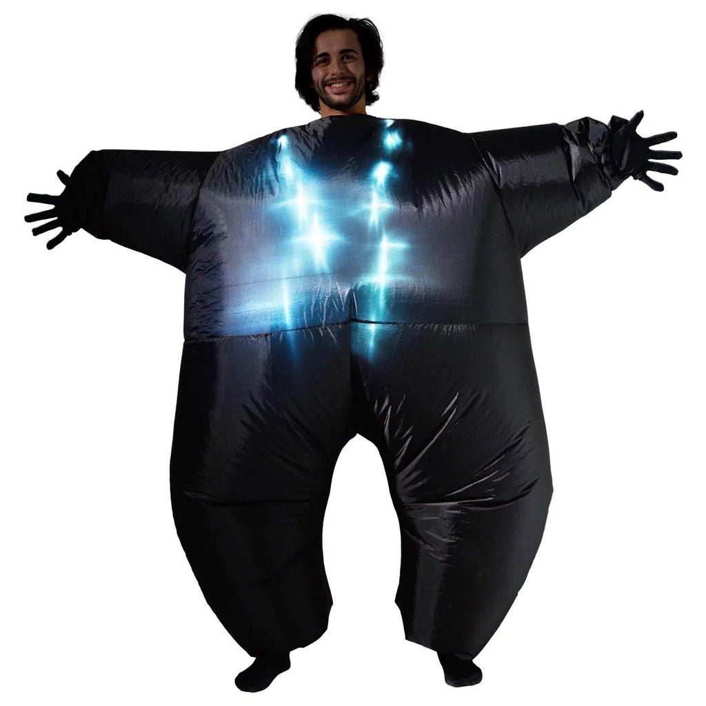 Morph Adult Inflatable Midnight LIGHT UP Costume Suit Halloween Ebony L