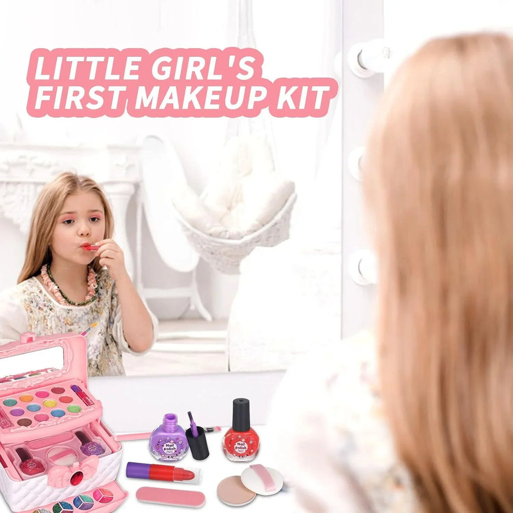 Kids Makeup Kit for Girls, 24Pcs Washable Toddler Makeup Set, Girls Toys Real Cosmetic Makeup Set Safe & Non-Toxic Frozen Makeup for 3-12 Year Olds Kids Christmas Birthday Gift, Pink