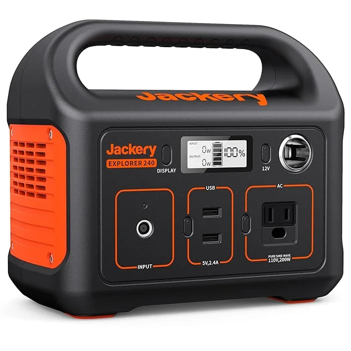 Jackery Portable Power Station Explorer 240, 240Wh Backup Lithium Battery, 110V/200W Pure Sine Wave AC Outlet, Solar Generator For Outdoors Camping Travelling And Emergencies