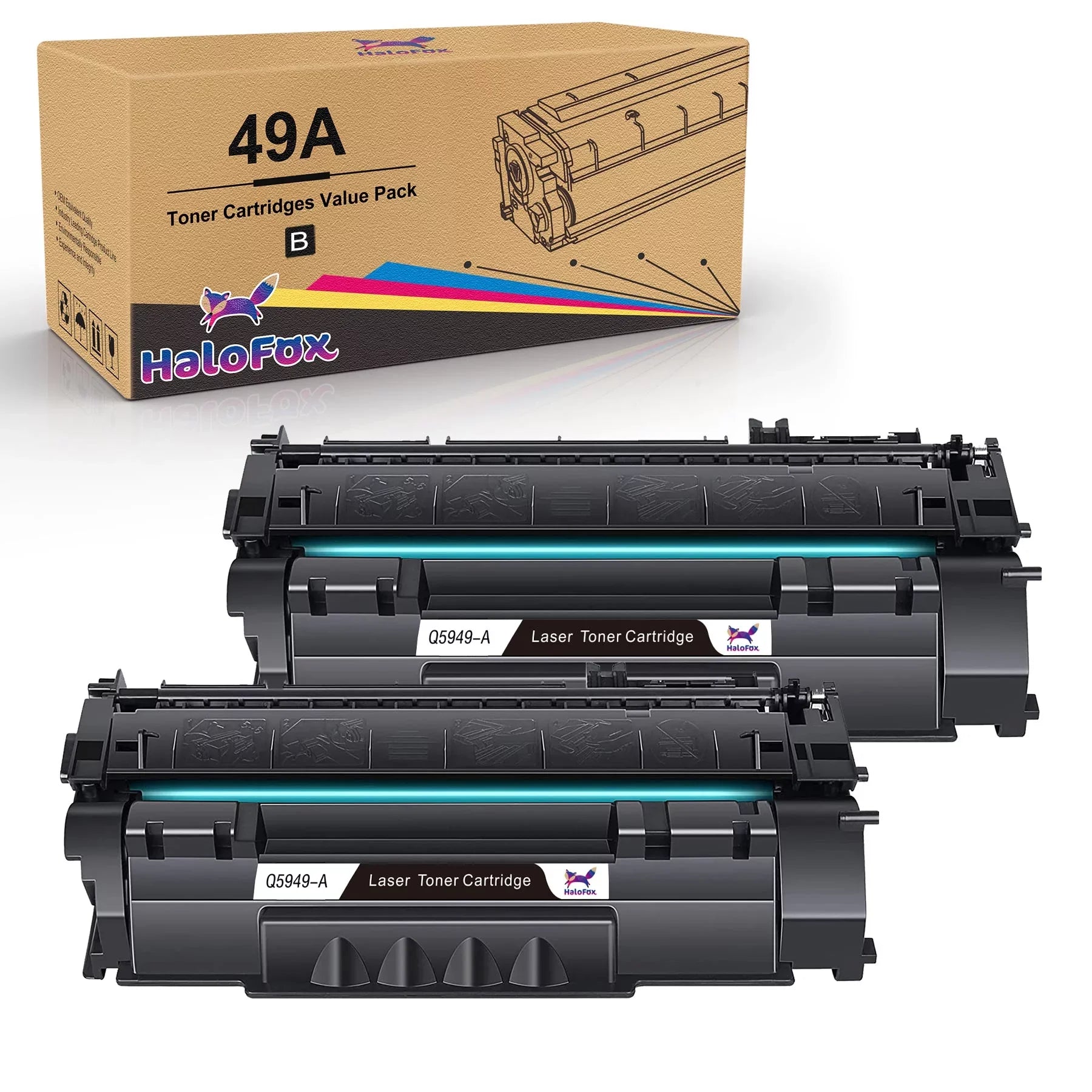 2 Ebony 49A | Q5949A Toner Cartridge Individuals for HP 1320 1320n 1320nw 1320tn 3390 MFP 3392 MFP 1160 Printer