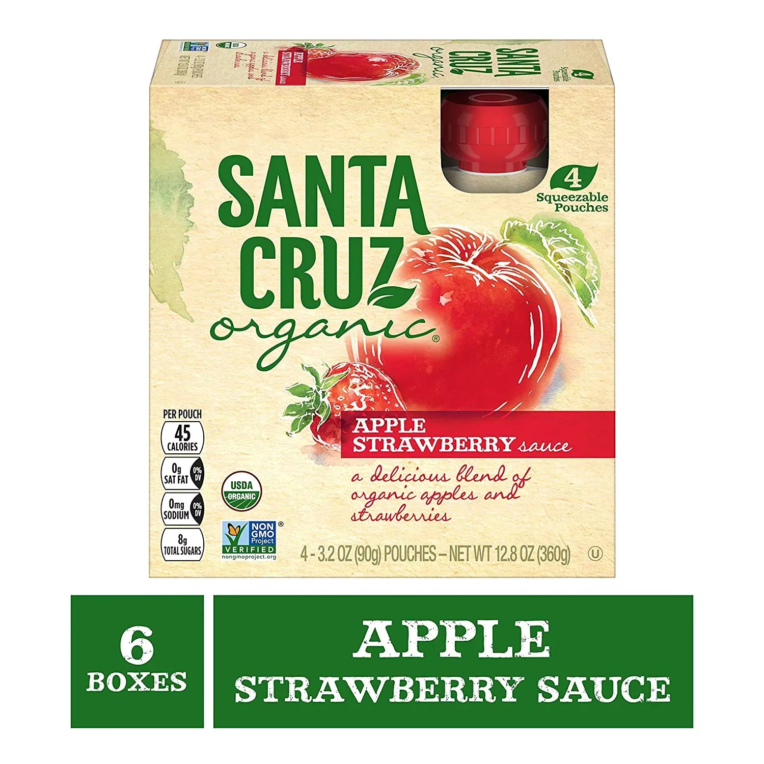 Santa Cruz Organic® Sauce Strawberry -- 4 Pouches Pack of 2