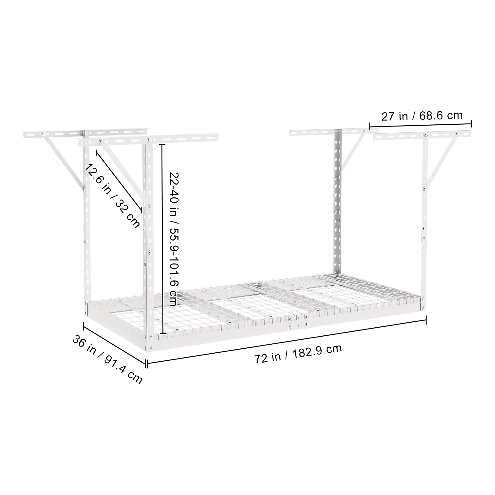 SKYSHALO Overhead Adjustable Garage Storage Rack 36x72" Ceiling Rack 550lb White
