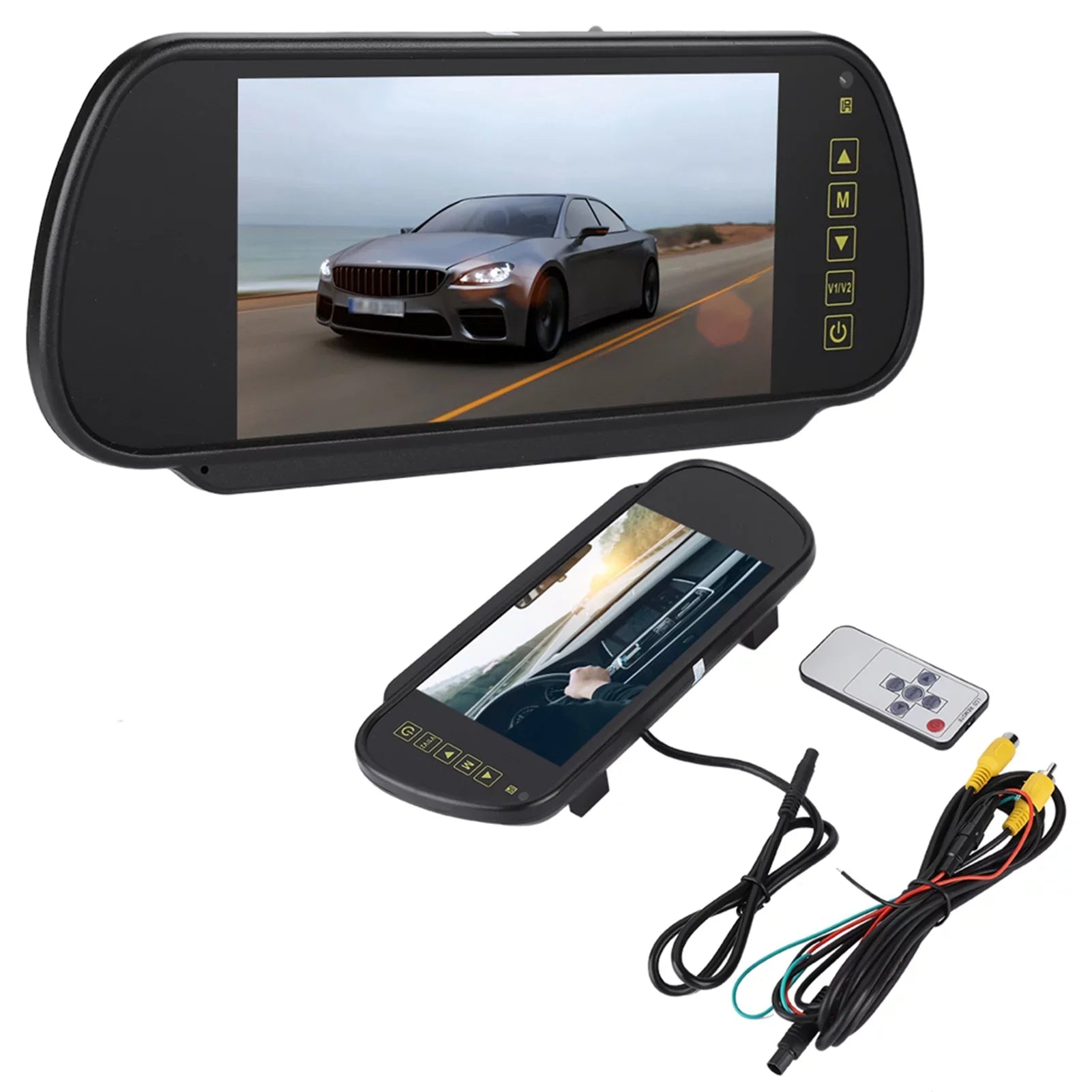 Lsaardth Car Rearview Mirror- 7inch Car Rearview Mirror LCD Auto Dimming Monitor Rear View Camera With Bracket