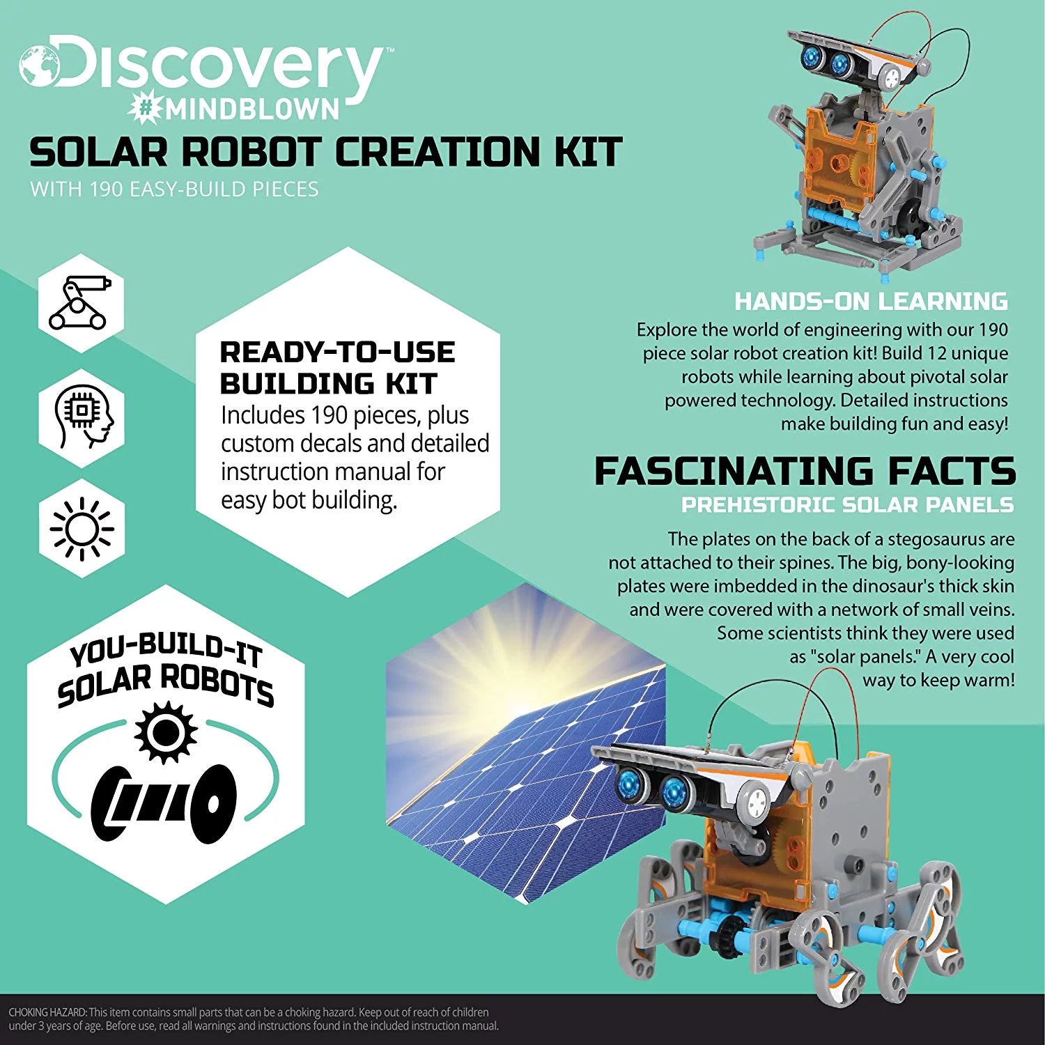 Discovery Kids Mindblown STEM 12-in-1 Solar Robot