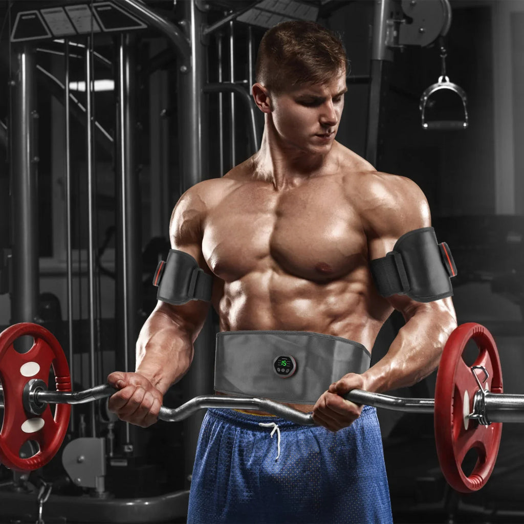 iMounTEK Muscle Stimulator Workout Individuals Abdominal Toning Belt ABS Training Fitness People Waist Trimmer Belt, 6 Modes, 18 Intensity Levels, Home Office People