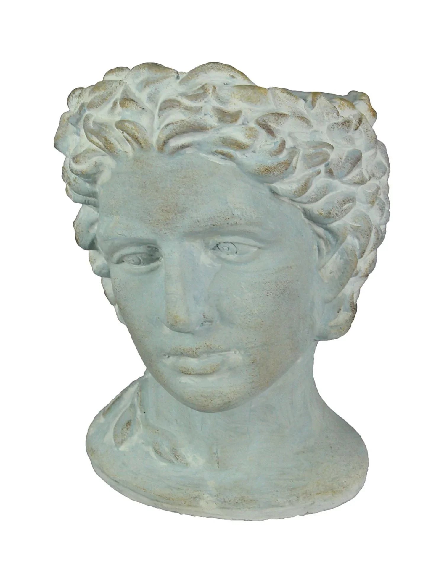 Mayrich Gray Gentlemen Greek Warrior Bust Planter 9.25 in x, 6.75 in x 7.25 in